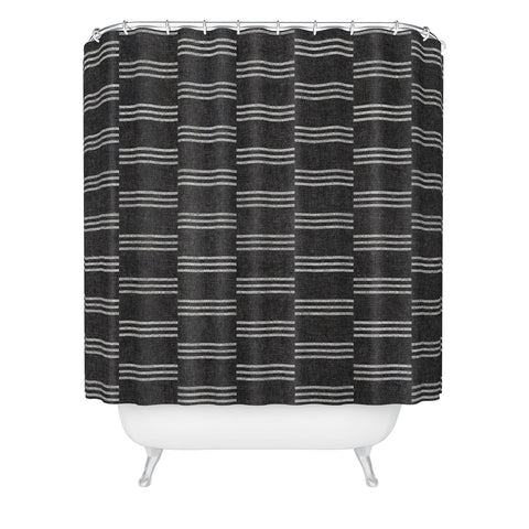 Little Arrow Design Co ella triple stripe charcoal Shower Curtain