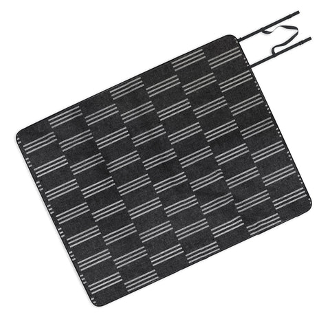 Little Arrow Design Co ella triple stripe charcoal Picnic Blanket