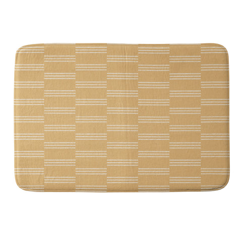 Little Arrow Design Co ella triple stripe dijon Memory Foam Bath Mat