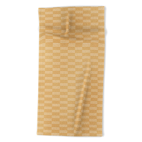 Little Arrow Design Co ella triple stripe dijon Beach Towel