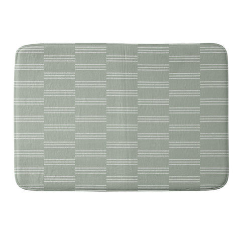 Little Arrow Design Co ella triple stripe sage Memory Foam Bath Mat