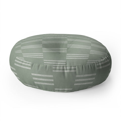 Little Arrow Design Co ella triple stripe sage Floor Pillow Round