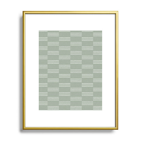 Little Arrow Design Co ella triple stripe sage Metal Framed Art Print