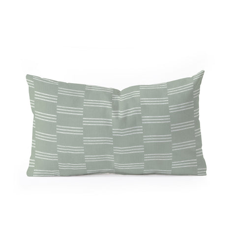 Little Arrow Design Co ella triple stripe sage Oblong Throw Pillow