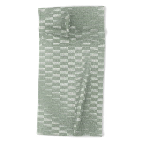 Little Arrow Design Co ella triple stripe sage Beach Towel