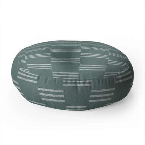 Little Arrow Design Co ella triple stripe teal Floor Pillow Round