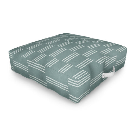 Little Arrow Design Co ella triple stripe teal Outdoor Floor Cushion