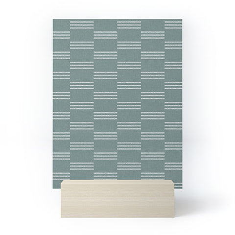 Little Arrow Design Co ella triple stripe teal Mini Art Print