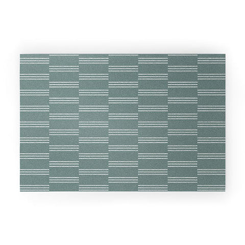 Little Arrow Design Co ella triple stripe teal Welcome Mat