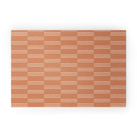 Little Arrow Design Co ella triple stripe terracotta Welcome Mat
