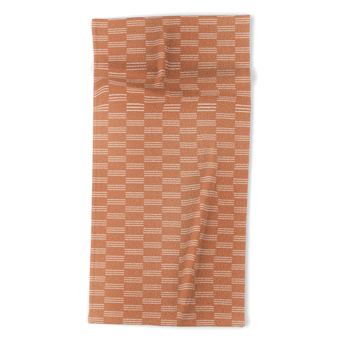 Little Arrow Design Co ella triple stripe terracotta Beach Towel