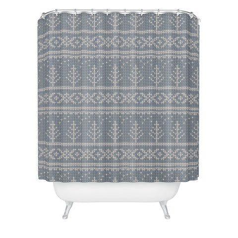 Little Arrow Design Co Fair Isle Blue Shower Curtain