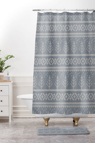 Little Arrow Design Co Fair Isle Blue Shower Curtain And Mat