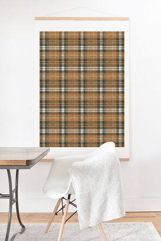 Little Arrow Design Co fall plaid brown olive Art Print And Hanger