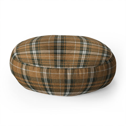 Little Arrow Design Co fall plaid brown olive Floor Pillow Round