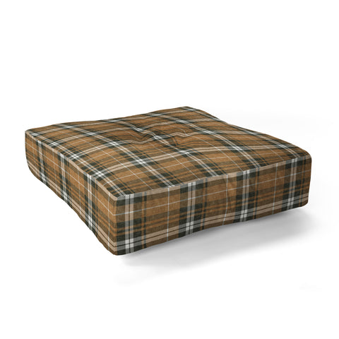 Little Arrow Design Co fall plaid brown olive Floor Pillow Square