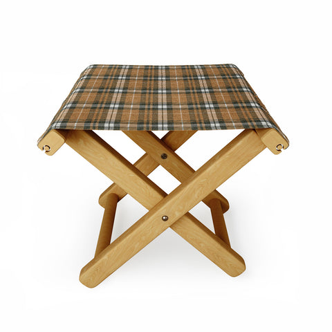 Little Arrow Design Co fall plaid brown olive Folding Stool
