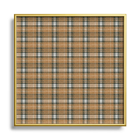 Little Arrow Design Co fall plaid brown olive Metal Square Framed Art Print