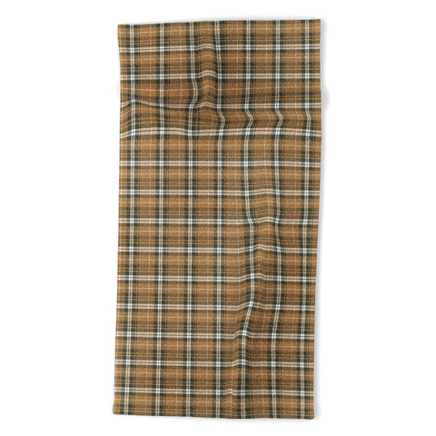 Little Arrow Design Co fall plaid brown olive Beach Towel