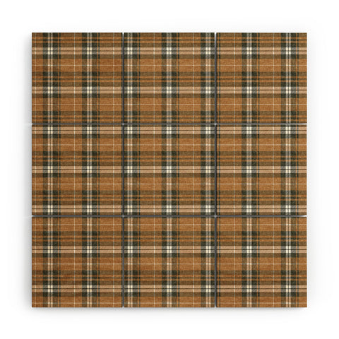 Little Arrow Design Co fall plaid brown olive Wood Wall Mural