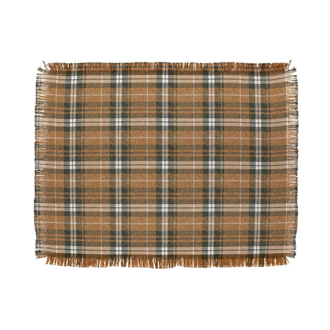Little Arrow Design Co fall plaid brown olive Throw Blanket