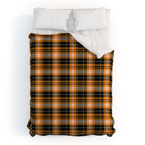 Little Arrow Design Co fall plaid orange and black Duvet Cover