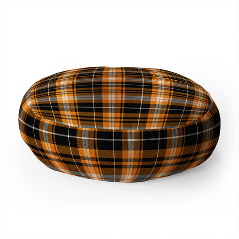 Little Arrow Design Co fall plaid orange and black Floor Pillow Round