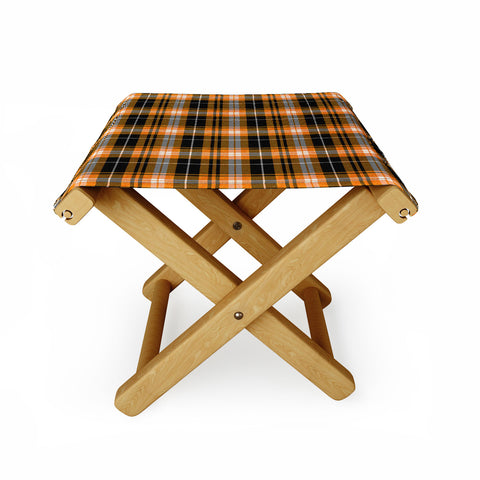 Little Arrow Design Co fall plaid orange and black Folding Stool