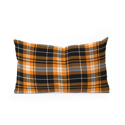 Little Arrow Design Co fall plaid orange and black Oblong Throw Pillow