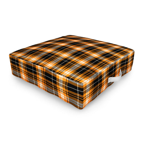 Little Arrow Design Co fall plaid orange and black Outdoor Floor Cushion