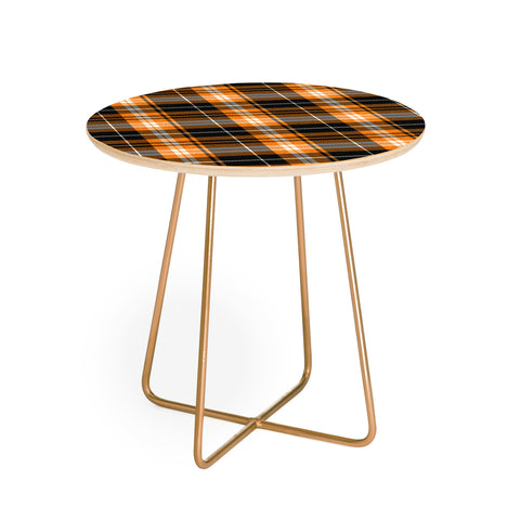 Little Arrow Design Co fall plaid orange and black Round Side Table