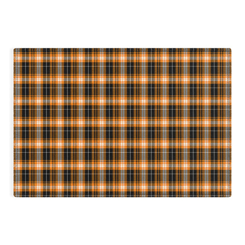 Little Arrow Design Co fall plaid orange and black Outdoor Rug
