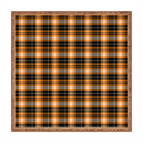 Little Arrow Design Co fall plaid orange and black Square Tray