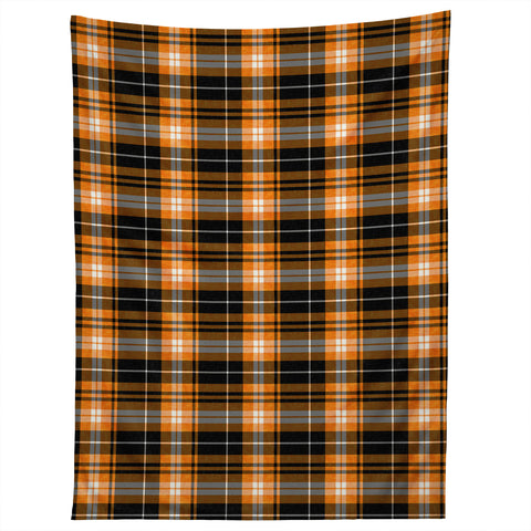 Little Arrow Design Co fall plaid orange and black Tapestry