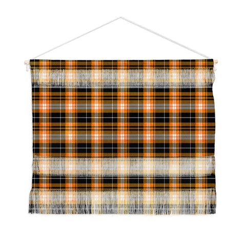 Little Arrow Design Co fall plaid orange and black Wall Hanging Landscape