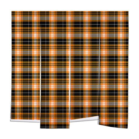 Little Arrow Design Co fall plaid orange and black Wall Mural
