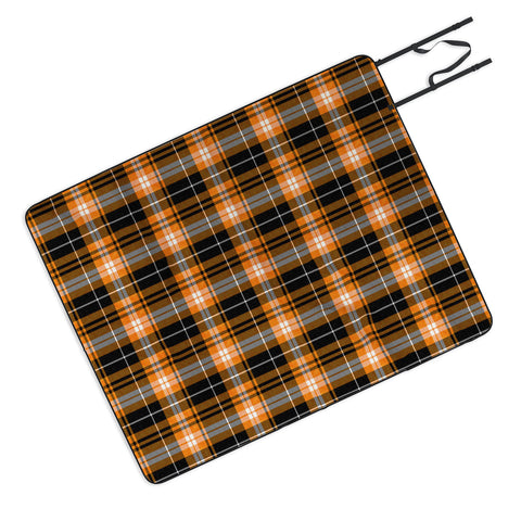 Little Arrow Design Co fall plaid orange and black Picnic Blanket