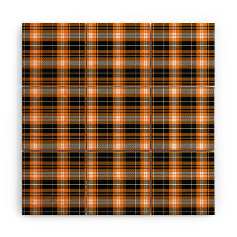 Little Arrow Design Co fall plaid orange and black Wood Wall Mural