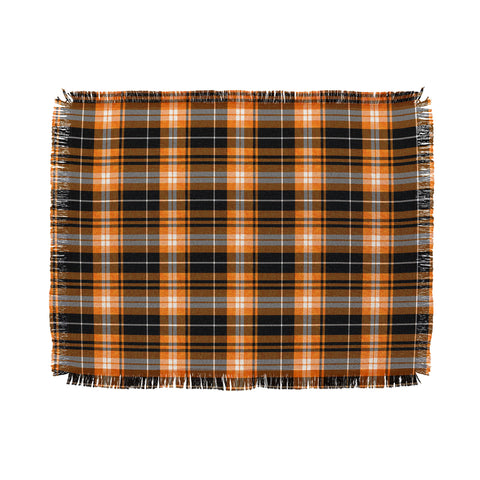 Little Arrow Design Co fall plaid orange and black Throw Blanket
