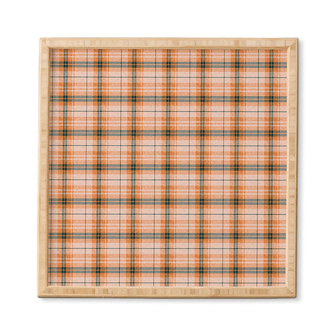 Little Arrow Design Co fall plaid orange dark teal Framed Wall Art