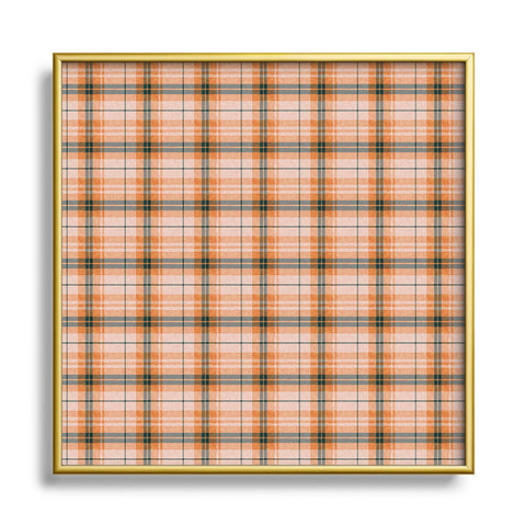 Little Arrow Design Co fall plaid orange dark teal Metal Square Framed Art Print