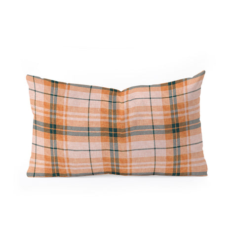 Little Arrow Design Co fall plaid orange dark teal Oblong Throw Pillow