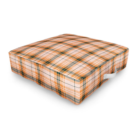 Little Arrow Design Co fall plaid orange dark teal Outdoor Floor Cushion