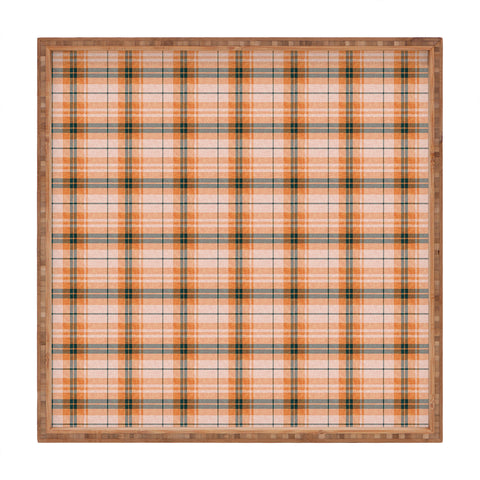 Little Arrow Design Co fall plaid orange dark teal Square Tray