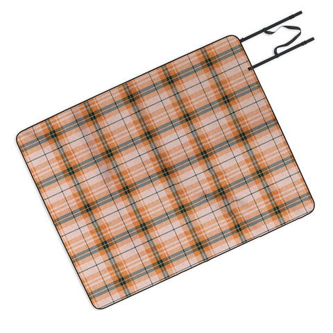 Little Arrow Design Co fall plaid orange dark teal Picnic Blanket