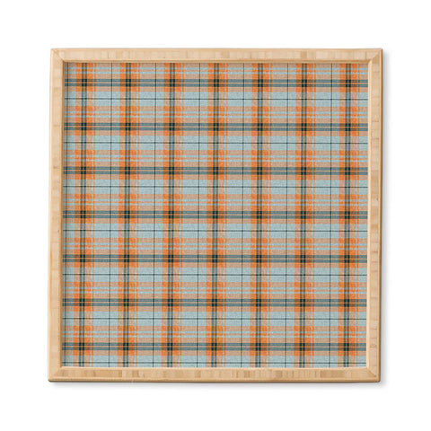 Little Arrow Design Co fall plaid orange light blue Framed Wall Art