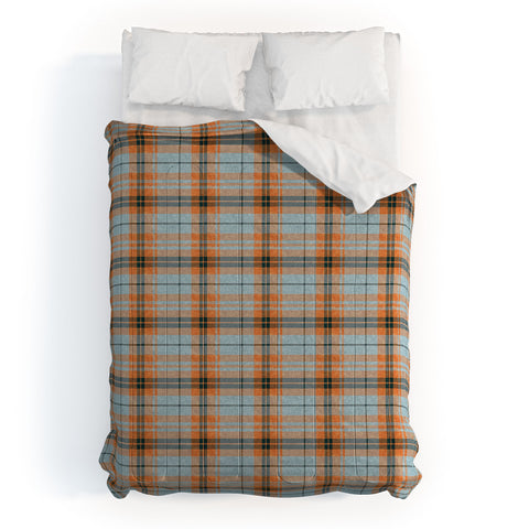 Little Arrow Design Co fall plaid orange light blue Comforter
