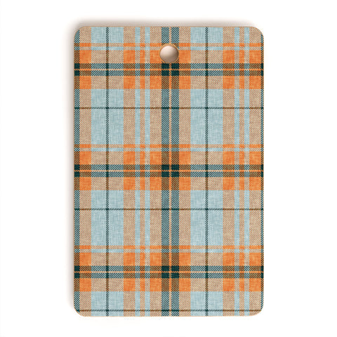 Little Arrow Design Co fall plaid orange light blue Cutting Board Rectangle