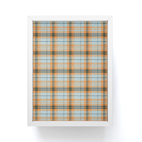 Little Arrow Design Co fall plaid orange light blue Framed Mini Art Print