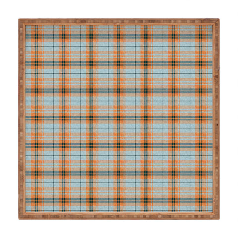 Little Arrow Design Co fall plaid orange light blue Square Tray